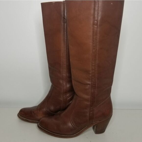 Vintage Dexter Riding Boots Reddish Brown Leather‎ Stacked Heel Size 8.5M - Picture 5 of 14